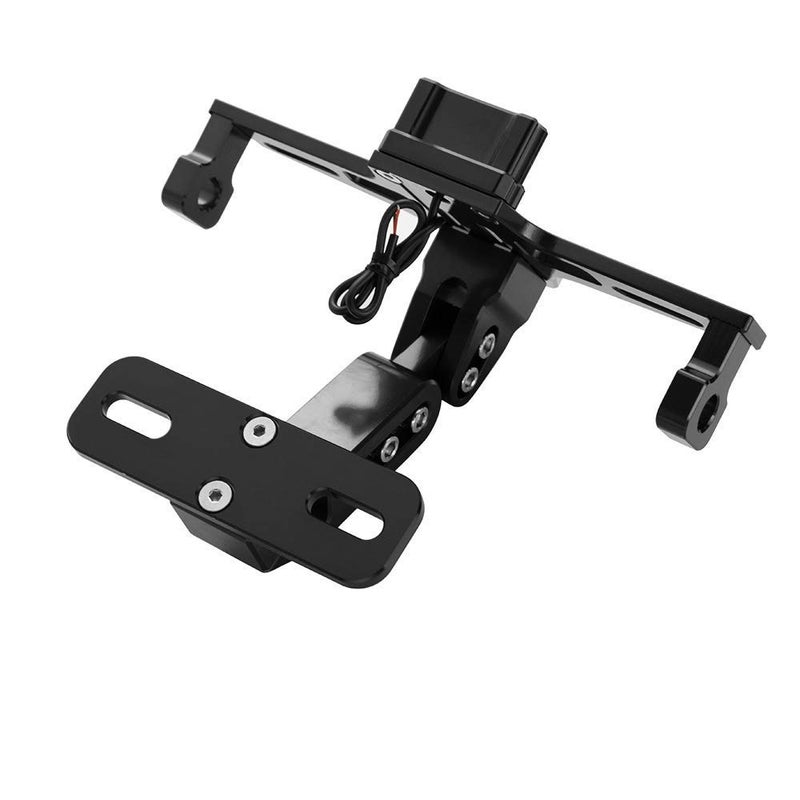 TESWNE Universal Motorcycle LED Light Rear License Plate Holder Adjustable Fender Eliminator Bracket for Yamaha for Kawasaki for Ducati (Black) - Image 3
